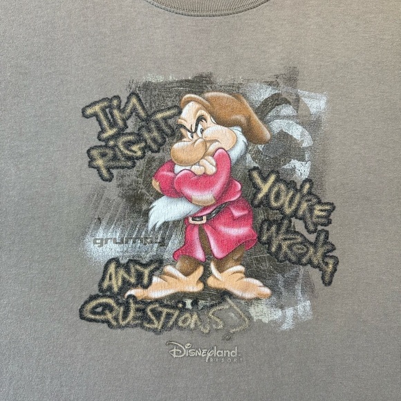 Vintage Disney Grumpy Snow White Dwarf T-shirt Size XL - Picture 4 of 6